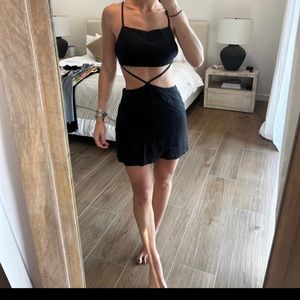 Cut out black mini dress
